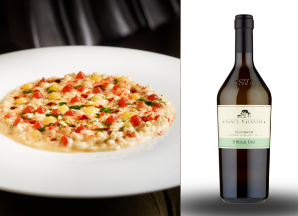 “Sogni estivi”: Sauvignon Sanct Valentin e Risotto ai pomodori di Paolo Lavezzini, ristorante stellato Il Palagio